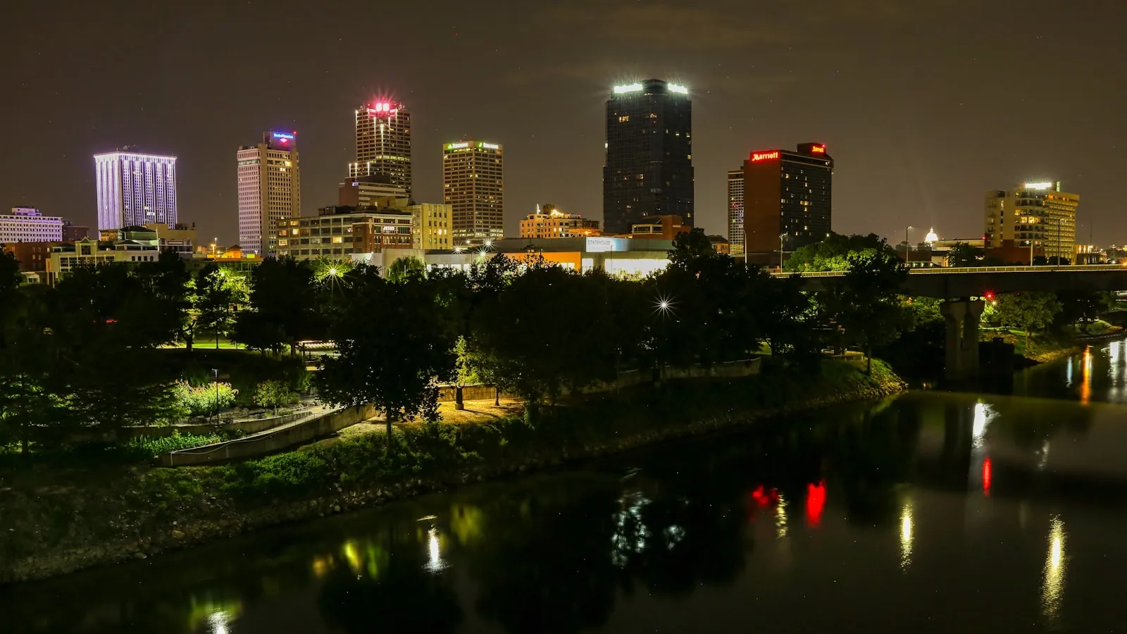 City skyline during night time