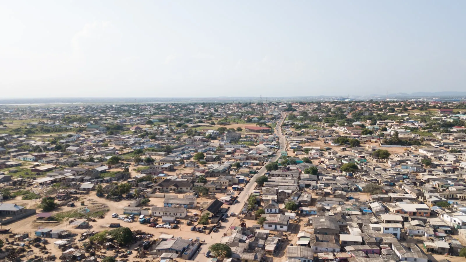 An aerial view of a small town in africa