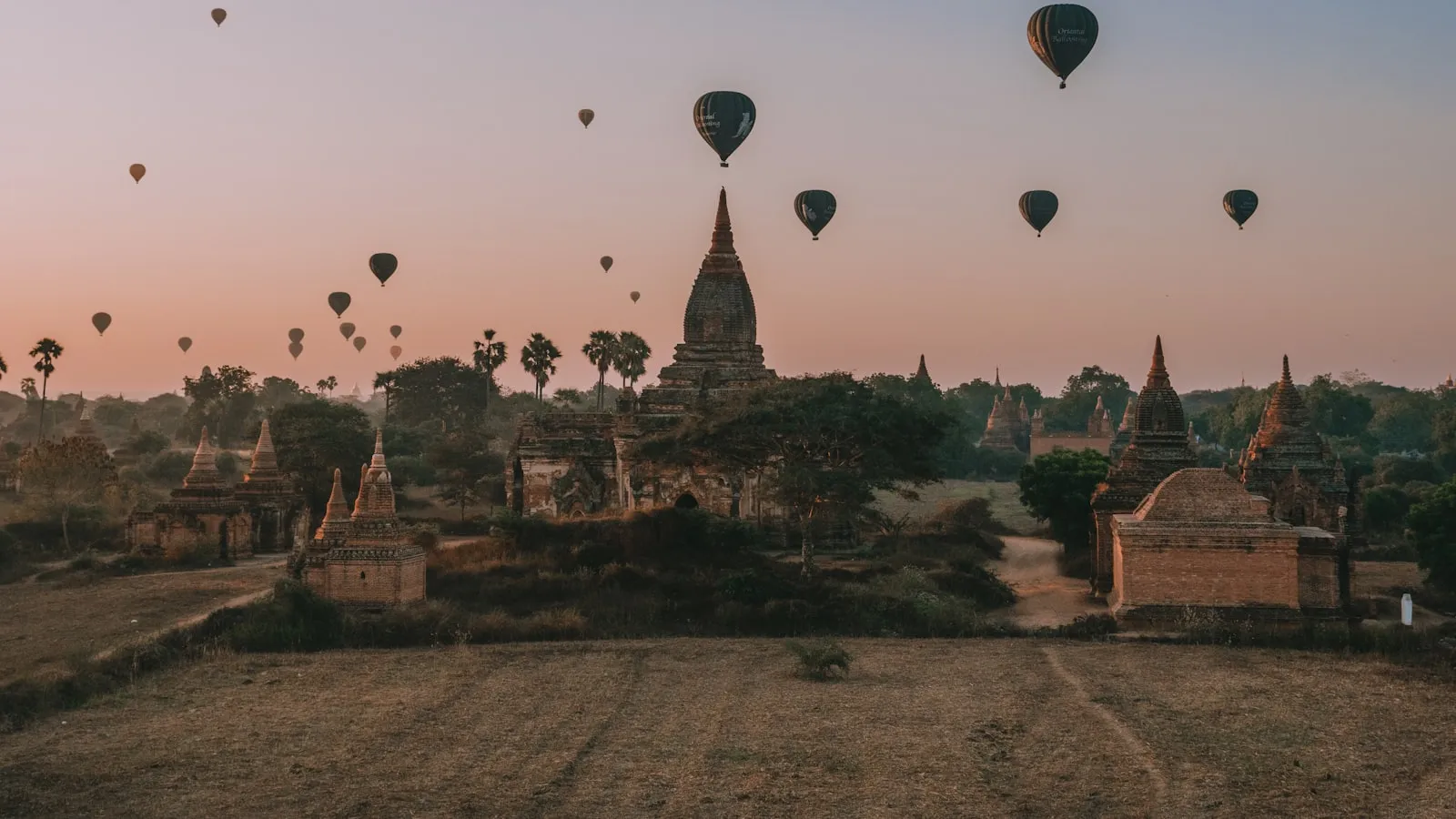 Hot air balloons in the sky during sunset