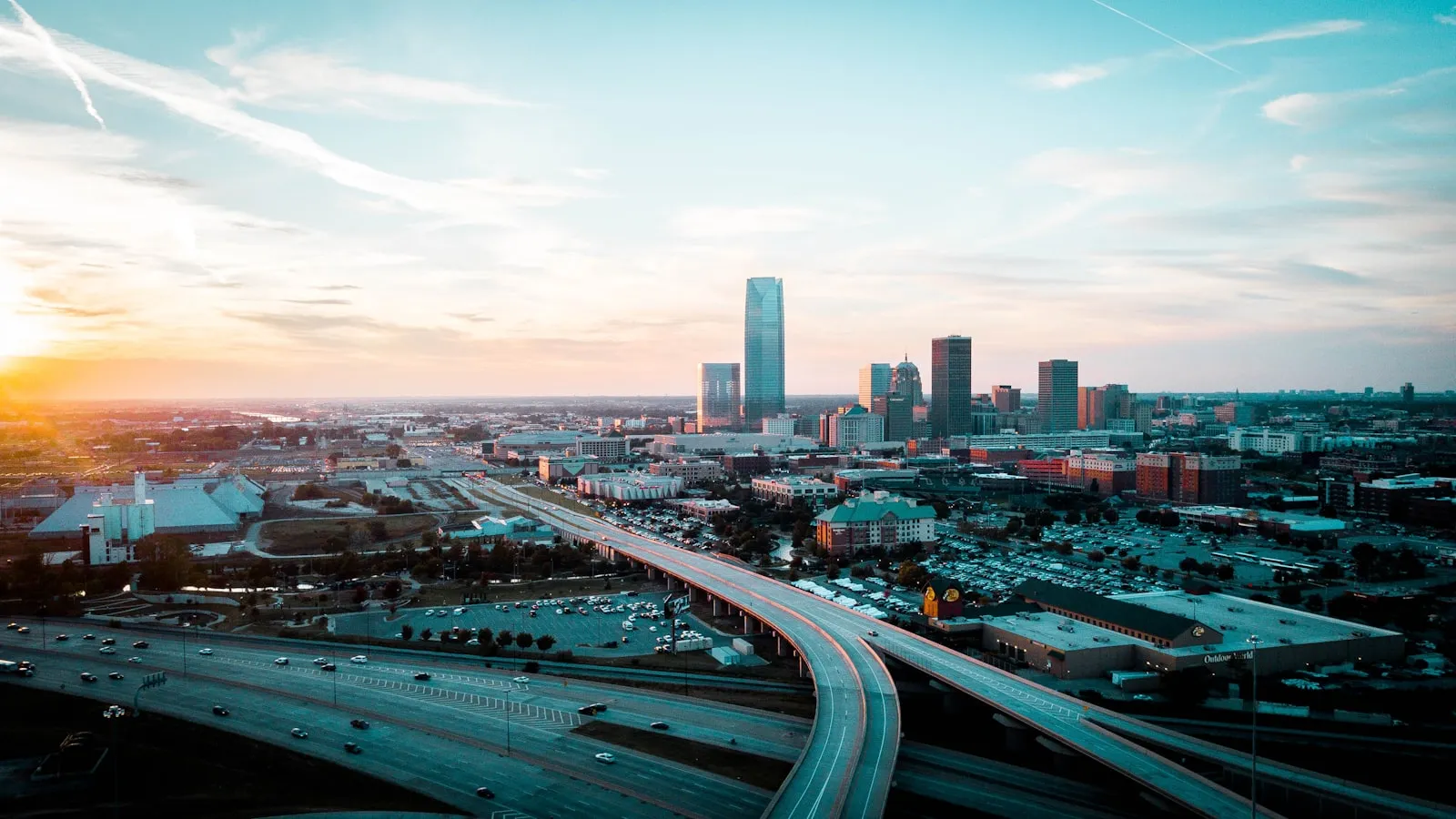 Eagle eye view time lapse city and streets