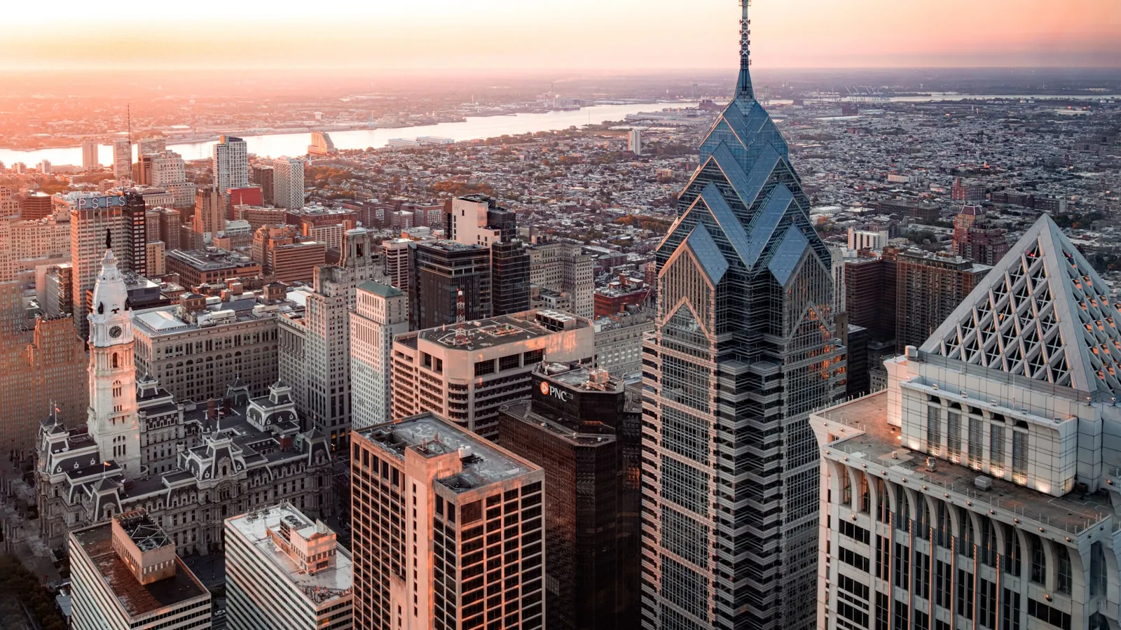 Aerial photo of buildings
