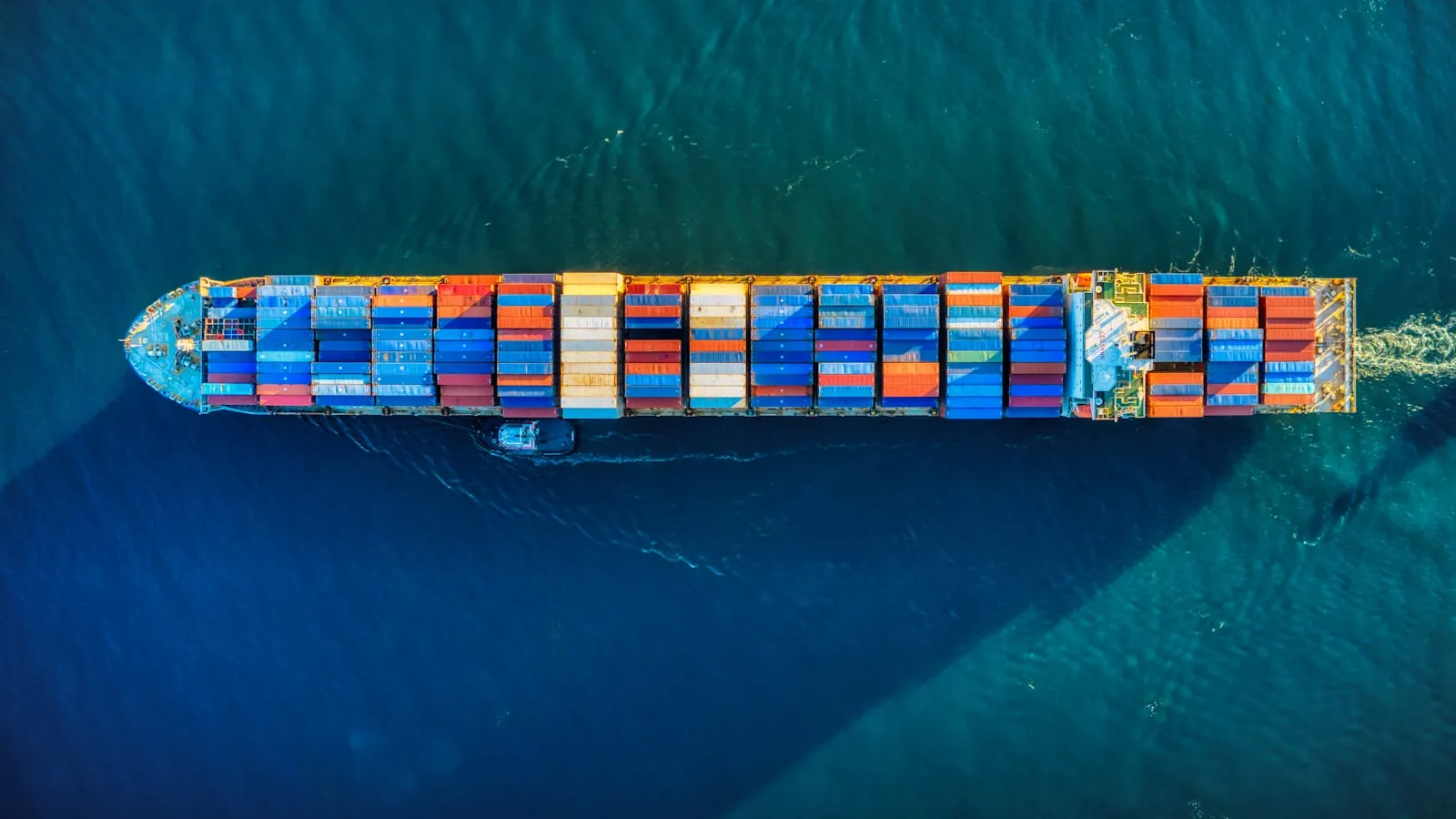 Aerial view of boat on water