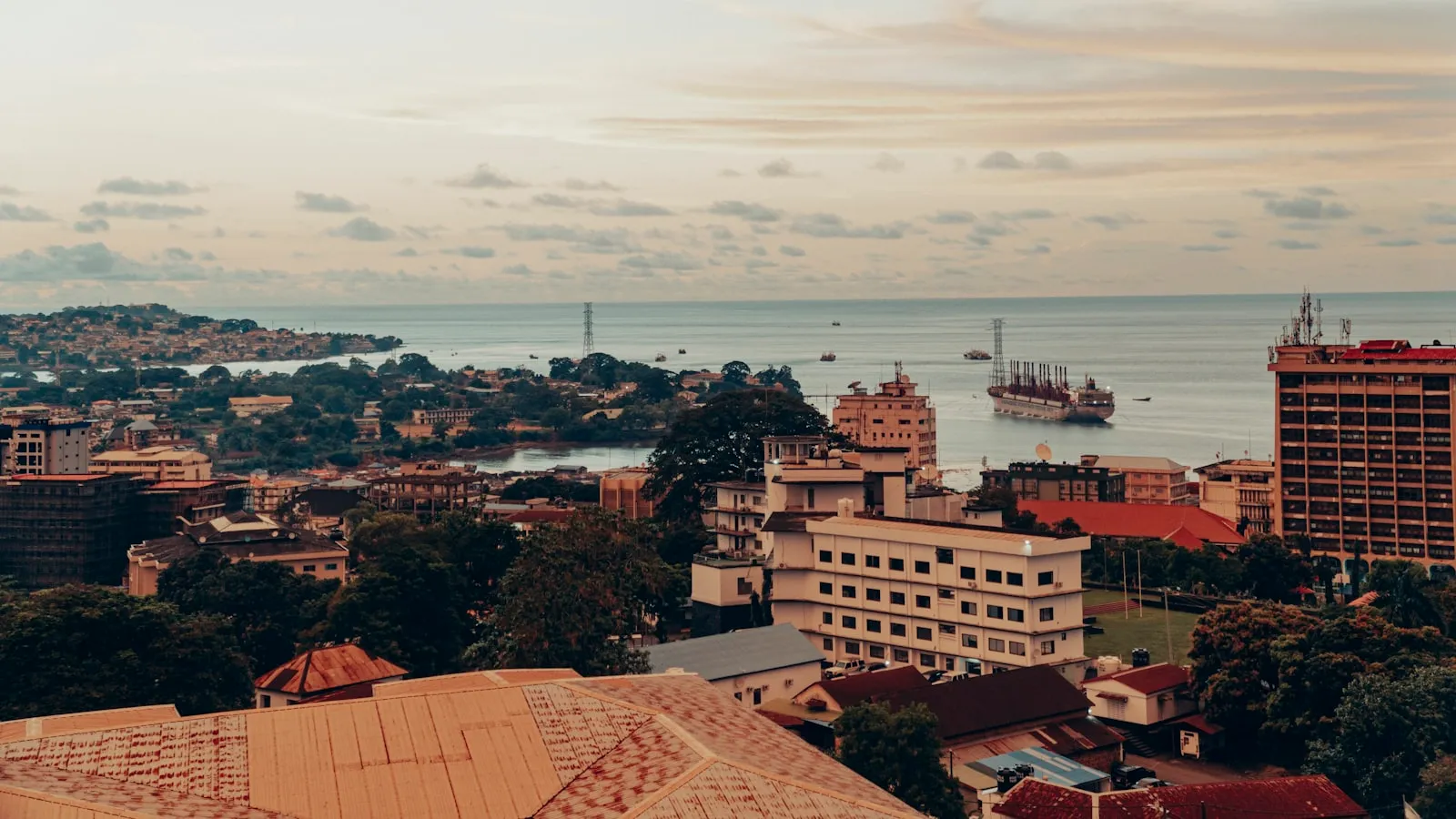 A view of a city and a body of water