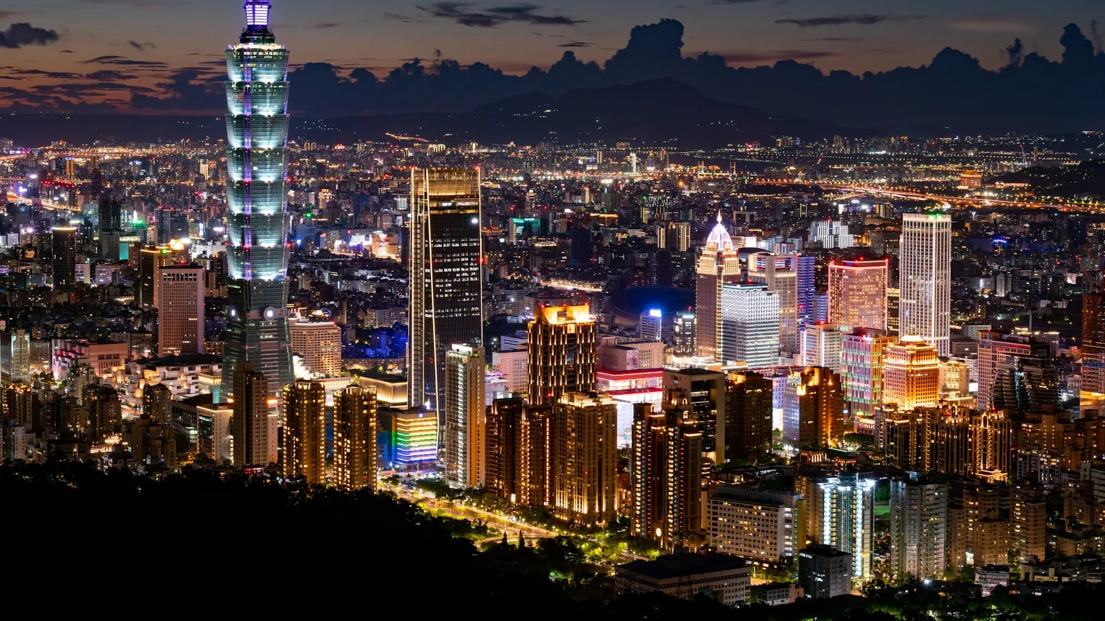 City skyline during night time