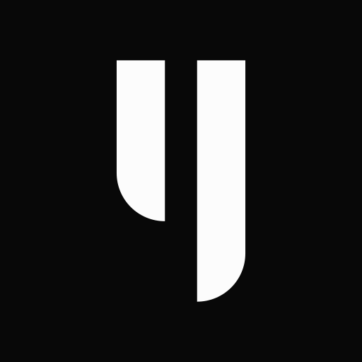Yembo icon, a stylized Y, in white on a black tile