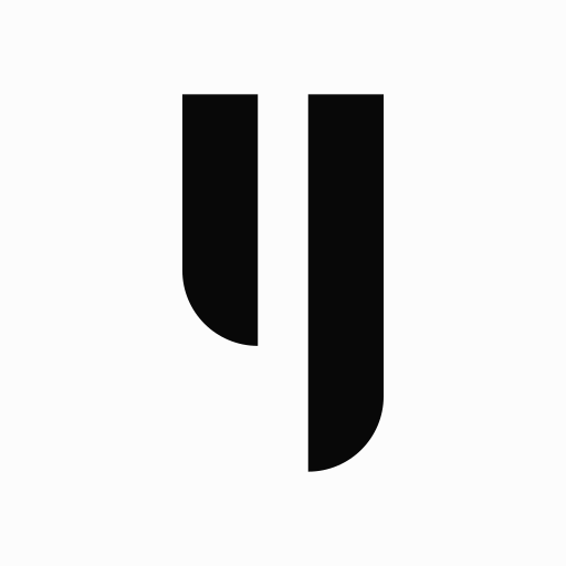 Yembo icon, a stylized Y, in black on a white tile
